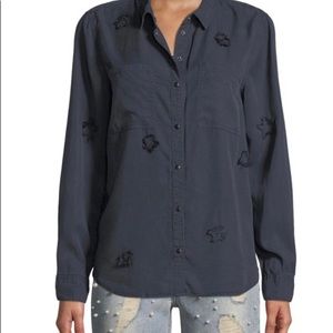 Jak & Rae Canon Baker Long Sleeve Blue Distressed Button-down